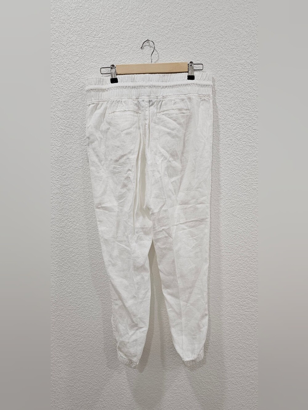 Athleta Cabo Linen Jogger Pants Womens 10 White 100% Linen Drawstring NWT - Picture 2 of 9